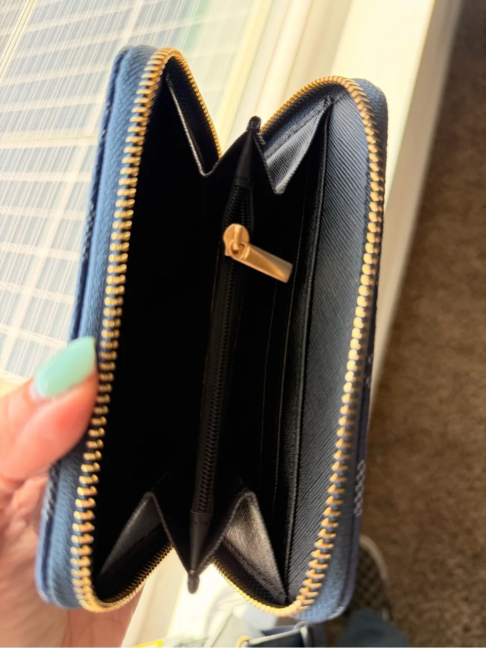 Navy Signature Pattern Crossbody Satchel with Top Handle